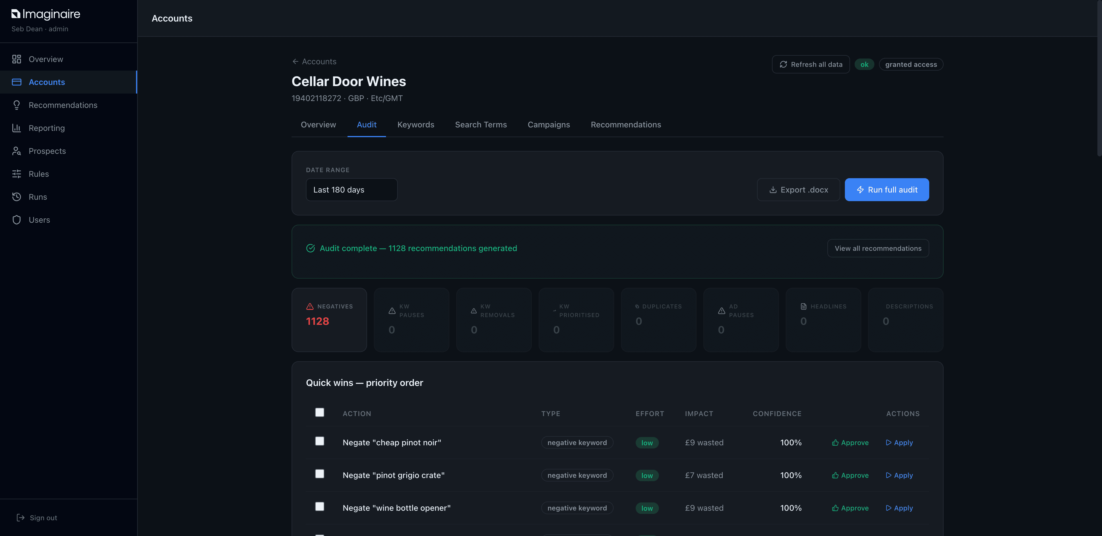 Automated auditing on a schedule, so things don't get missed